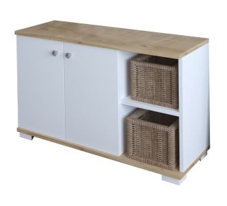 Έπιπλο εισόδου Deril pakoworld λευκό-sonoma 90x33x52.5εκ |  Βιτρίνες - Έπιπλα εισόδου στο espiti