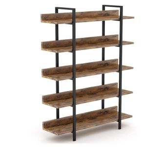 Βιβλιοθήκη Almond pakoworld καρυδί-μαύρο 119x27x185εκ |  Βιβλιοθήκες γραφείου στο espiti