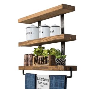 Ραφιέρα τοίχου Suny pakoworld μασίφ ξύλο πεύκου καρυδί-μαύρο 75x9x68εκ |  Αξεσουάρ Μπάνιου - διάφορα στο espiti