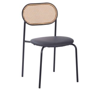 Καρέκλα James pakoworld pe rattan μπεζ-pu μαύρο-μέταλλο φυσικό |  Καρέκλες στο espiti