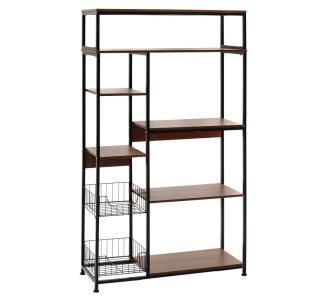 Ραφιέρα επιδαπέδια Leena pakoworld μέταλλο dark oak-μαύρο 80x30x142εκ |  Οργάνωση σπιτιού - μικροέπιπλα στο espiti