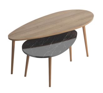 Τραπέζι σαλονιού Monty pakoworld oak-μαύρο μαρμάρου 116x46x46εκ |  Τραπεζάκια σαλονιού στο espiti
