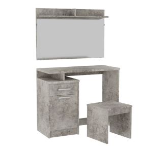 Τουαλέτα κρεβατοκάμαρας OLYMPUS pakoworld με καθρέπτη και σκαμπό antique ανθρακί |  Συρταριέρες -Κονσόλες στο espiti