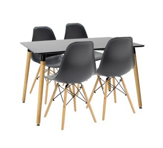 Τραπεζαρία Natali-Julita pakoworld σετ 5τεμ μαύρο-φυσικό 120x80x76εκ |  Φοιτητικα Πακετα στο espiti