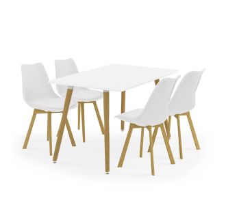 Tραπεζαρία Natali-Gaston σετ 5τμχ λευκό σε απόχρωση λευκό-φυσικό 120x80x73εκ |  Φοιτητικα Πακετα στο espiti