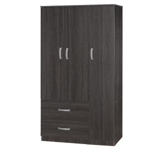 Ντουλάπα ρούχων τρίφυλλη Zelia pakoworld με 2 συρτάρια χρώμα wenge 90x42x180εκ |  Ντουλάπες ρούχων στο espiti