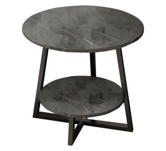 Τραπέζι σαλονιού Rota MDF ανθρακί μαρμάρου-μαύρο Φ60x60cm |  Τραπεζάκια σαλονιού στο espiti
