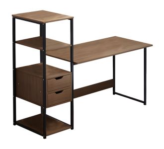 Γραφείο Zayn ΙΙ pakoworld με ραφιέρα-MDF καρυδί-μαύρο 107x40x110εκ |  Γραφεία στο espiti