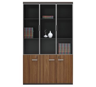 Ντουλάπα γραφείου επαγγελματική με γυάλινες πόρτες Oscar pakoworld καρυδί-ανθρακί 120x40x200εκ |  Ντουλάπες γραφείου στο espiti