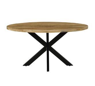 Τραπέζι Royalty pakoworld μασίφ ξύλο mango 4εκ καρυδί-πόδι μαύρο Φ150x77εκ |  Τραπέζια στο espiti