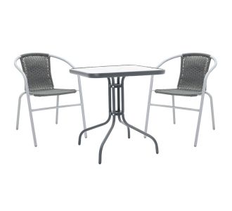 Τραπεζαρία Watson-Obbi σετ 3τεμ pakoworld pe γκρι-μέταλλο γκρι ανθρακί 70x70x70εκ |  Σετ τραπεζαρία κήπου στο espiti