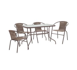 Τραπεζαρία Valor-Obbi σετ 5τεμ pakoworld pe καφέ-μέταλλο 110x60x70εκ |  Σετ τραπεζαρία κήπου στο espiti