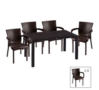 Τραπεζαρία Explore-Festive pakoworld σετ 7τεμ PP καφέ 150x90x73,5εκ |  Σετ τραπεζαρία κήπου στο espiti