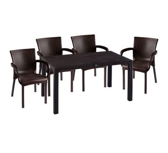 Τραπεζαρία Explore-Festive pakoworld σετ 5τεμ PP καφέ 150x90x73,5εκ |  Σετ τραπεζαρία κήπου στο espiti