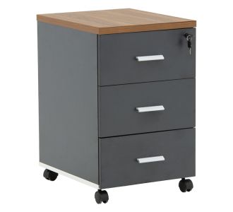 Συρταριέρα επαγγελματική τροχήλατη Oscar pakoworld 3ων συρταριών καρυδί-ανθρακί 40x48x63εκ |  Συρταριέρες γραφείου στο espiti