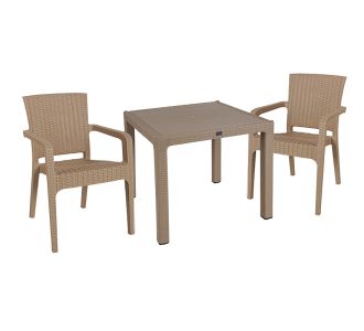 Τραπεζαρία Explore-Halcyon pakoworld σετ 3τεμ PP cappuccino 90x90x73,5εκ |  Σετ τραπεζαρία κήπου στο espiti