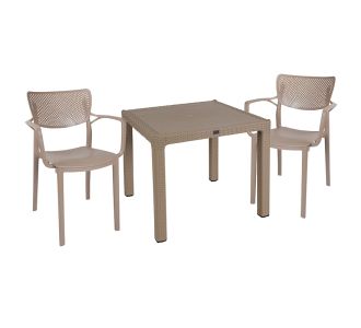 Τραπεζαρία Explore-Frontline pakoworld σετ 3τεμ PP cappuccino 90x90x73,5εκ |  Σετ τραπεζαρία κήπου στο espiti