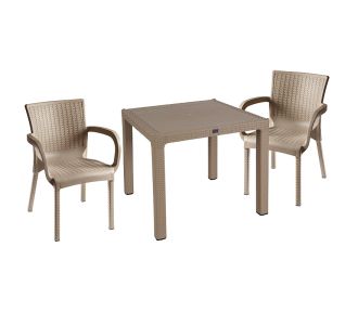 Τραπεζαρία Explore-Festive pakoworld σετ 3τεμ PP cappuccino 90x90x73,5εκ |  Σετ τραπεζαρία κήπου στο espiti