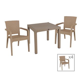 Τραπεζαρία Explore-Halcyon pakoworld σετ 5τεμ PP cappuccino 90x90x73,5εκ |  Σετ τραπεζαρία κήπου στο espiti
