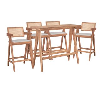 Τραπεζαρία μπαρ Winslow I pakoworld σετ 5τεμ ξύλο rubberwood ανοιχτό καρυδί 120x45x100εκ |  Σετ τραπεζαρίες στο espiti