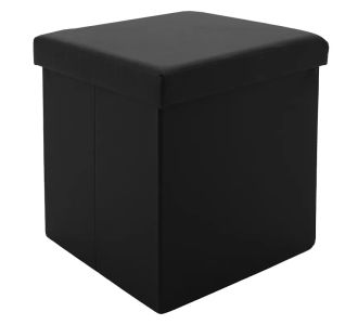Σκαμπό-μπαούλο Crystal pakoworld pu μαύρο 38x38x38εκ |  Σκαμπώ στο espiti