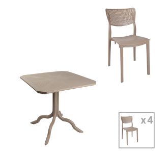 Τραπεζαρία Icon-Ignite pakoworld σετ 5τεμ PP σε cappuccino απόχρωση |  Σετ τραπεζαρία κήπου στο espiti