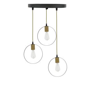 Φωτιστικό οροφής τρίφωτο Kasper pakoworld E27 μαύρο-χρυσό Φ30x79εκ |  Οροφής στο espiti