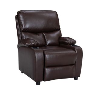 Πολυθρόνα relax με ποτηροθήκη Gartia pakoworld  καφέ PU 79x94x102εκ |  Πολυθρόνες σαλονιού στο espiti