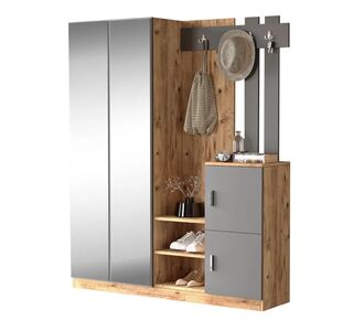 Έπιπλο εισόδου Doorse pakoworld μελαμίνης ανθρακί-sonoma 147.5x35x180εκ |  Βιτρίνες - Έπιπλα εισόδου στο espiti