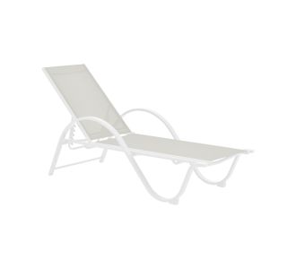 Ξαπλώστρα με μπράτσα Attain pakoworld λευκό αλουμίνιο και textilene σε μπεζ απόχρωση 200x62x35εκ |  Ξαπλώστρες - Καρέκλες Παραλίας στο espiti