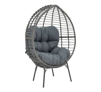 Πολυθρόνα Nestie  pakoworld wicker rattan γκρι-μεταλλικό γκρι πόδι-γκρι μαξιλάρι 102x80x155εκ |  Κούνιες στο espiti