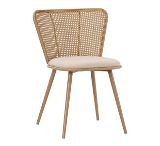 Καρέκλα Daniele pakoworld φυσικό pe rattan-μπεζ ύφασμα-φυσικό μέταλλο 46.5x57.5x77.5εκ |  Καρέκλες στο espiti