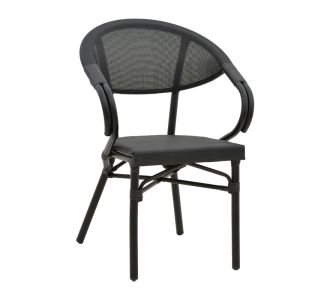 Πολυθρόνα Isaia pakoworld μαύρο αλουμίνιο-textilene μαύρο 57x57x83εκ |  Πολυθρόνες κήπου στο espiti