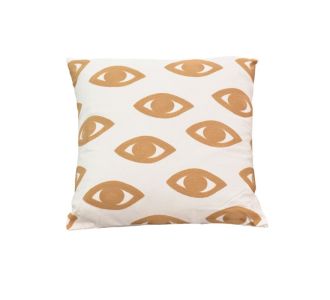 Μαξιλάρι Eyes Inart φυσικό-λευκό ύφασμα 45x45x2.5εκ |  Διακοσμητκά στο espiti