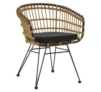 Πολυθρόνα Naoki pakoworld με μαξιλάρι pe φυσικό-μαύρο μέταλλο 62x62x70εκ |  Πολυθρόνες κήπου στο espiti