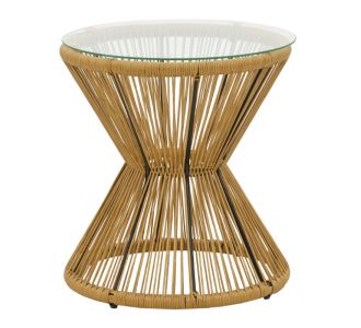 Τραπέζι Mabil pakoworld rattan φυσικό-γυαλί Φ50x55εκ |  Τραπέζια κήπου στο espiti