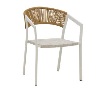 Πολυθρόνα αλουμινίου Glisten pakoworld στοιβαζόμενη λευκός σκελετός-textilene φυσικό rattan 56x62x77εκ |  Πολυθρόνες κήπου στο espiti