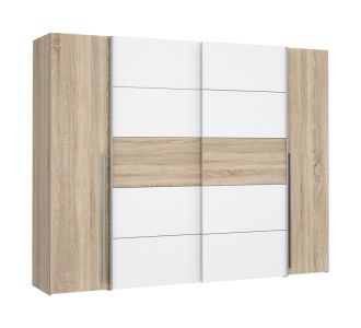 Ντουλάπα ρούχων Verzo pakoworld τετράφυλλη oak-λευκό μελαμίνης 270,5x61.5x210.5εκ |  Ντουλάπες ρούχων στο espiti
