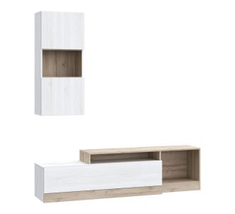 Σύνθετο σαλονιού Halmi pakoworld λευκό-oak μελαμίνης 180x39x190εκ |  Συνθέσεις σαλονιού στο espiti