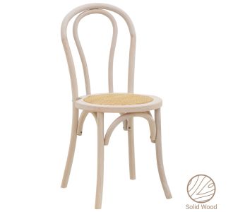 Καρέκλα στοιβαζόμενη Βιέννης Azhel pakoworld white wash ξύλο οξιάς-έδρα φυσικό rattan 41x50x89εκ |  Καρέκλες στο espiti