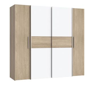 Ντουλάπα ρούχων Closet pakoworld τετράφυλλη sonoma oak-λευκό μελαμίνης 200x61.5x190.5εκ |  Ντουλάπες ρούχων στο espiti