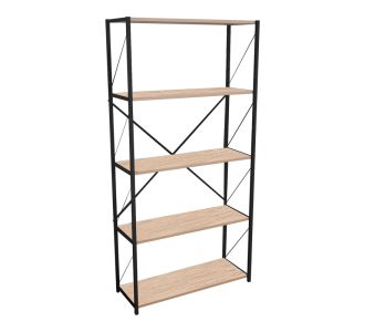 Βιβλιοθήκη Tikilmo pakoworld oak μελαμίνης-μαύρο μέταλλο 88x34x180εκ |  Βιβλιοθήκες στο espiti