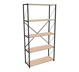 Βιβλιοθήκη Tikilmo pakoworld oak μελαμίνης-μαύρο μέταλλο 88x34x180εκ |  Βιβλιοθήκες στο espiti