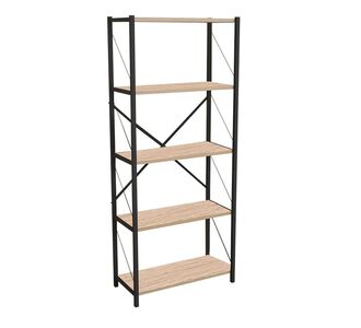 Βιβλιοθήκη Draizy pakoworld oak μελαμίνης-μαύρο μέταλλο 63x30x150εκ |  Βιβλιοθήκες στο espiti