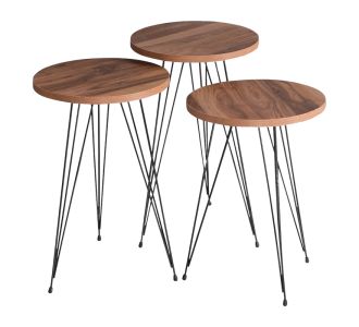 Βοηθητικά τραπέζια Wakmi pakoworld σετ 3τεμ φυσικό μελαμίνης-μαύρο μέταλλο |  Τραπεζάκια βοηθητικά στο espiti