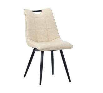 Καρέκλα Nely pakoworld pu ανοιχτό μπεζ-πόδι μαύρο μέταλλο 45x61x85εκ |  Καρέκλες στο espiti