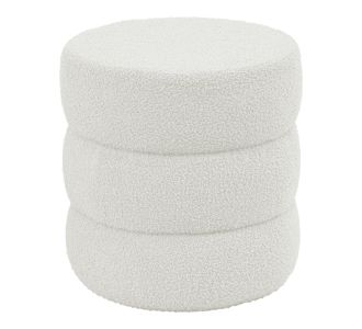 Σκαμπό-πουφ Kioto pakoworld μπουκλέ λευκό Φ40x40εκ |  Σκαμπώ στο espiti