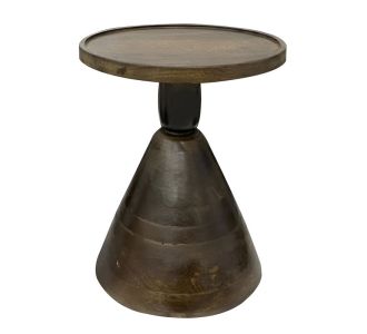 Βοηθητικό τραπέζι Spello Inart μασίφ mango ξύλο σε καρυδι απόχρωση Φ38x46εκ |  Τραπεζάκια σαλονιού στο espiti