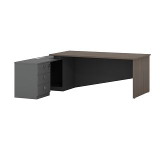Γραφείο εργασίας επαγγελματικό αριστερή γωνία Denith pakoworld ανθρακί-καρυδί 220x180x75εκ |  Γραφεία στο espiti