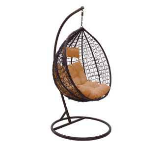 Κούνια Zafer pakoworld κρεμαστή μέταλλο-pp καφέ-μαξιλάρι καφέ 106x103x200εκ |  Κούνιες στο espiti